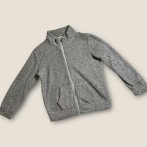 Women’s Gray Sherpa Fleece Zip Jacket Size LG Cozy Soft 100% Polyester W06